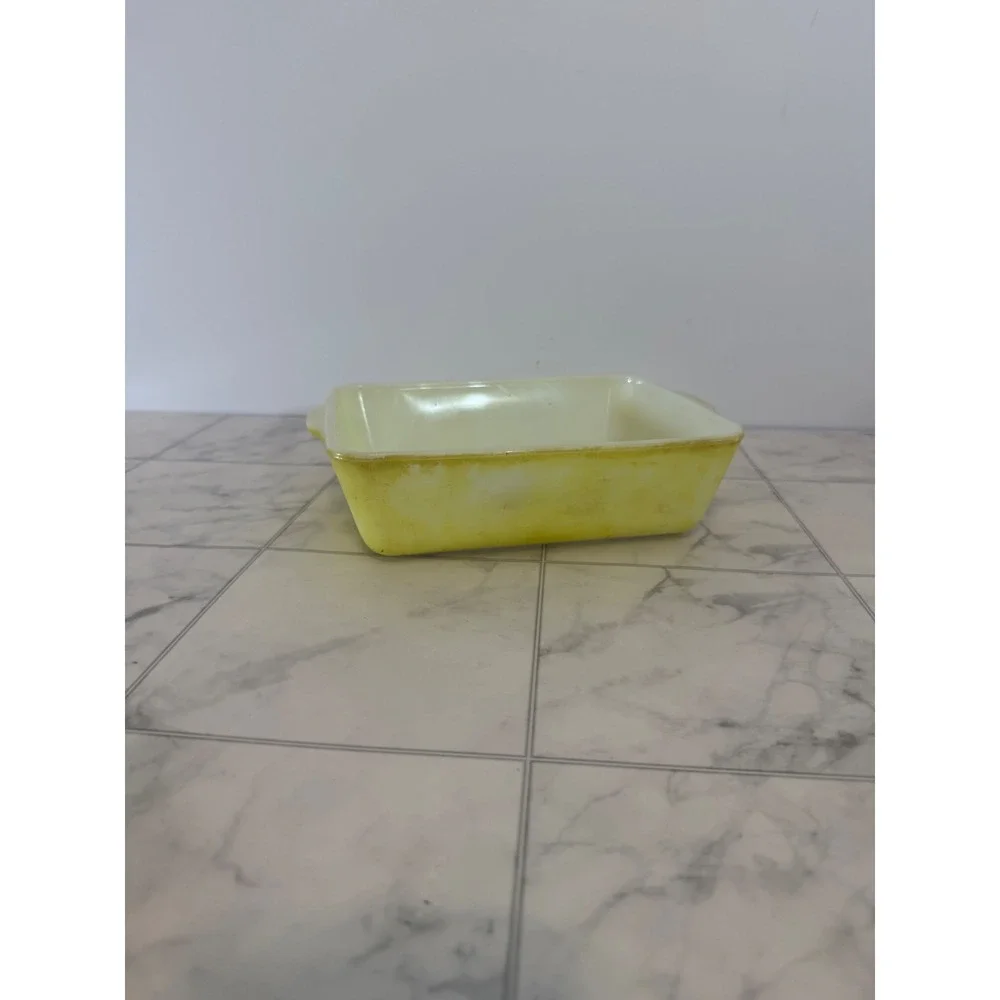 Vintage Pyrex 503 Yellow Refrigerator Dish Rectangular Opal Glass Baker 1.5 Qt